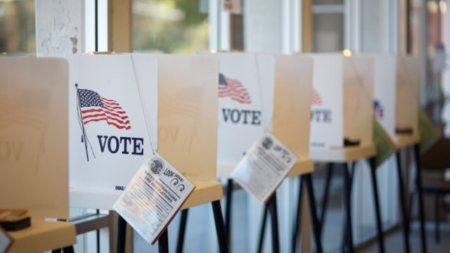 Voting booths at Hermosa Beach City Hall during California Primary