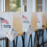 Voting booths at Hermosa Beach City Hall during California Primary